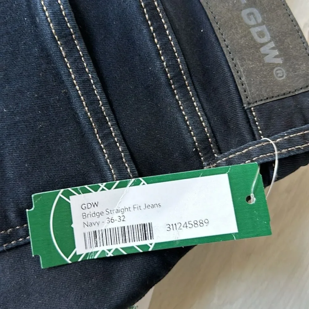 GDW Bridge Straight Fit Jeans Mens‎ 36 x 32 Navy Dark Brushed Stitch Fix NWT - Picture 7 of 7